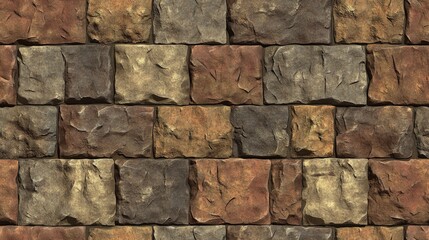 Seamless pattern texture of brick and stone wall