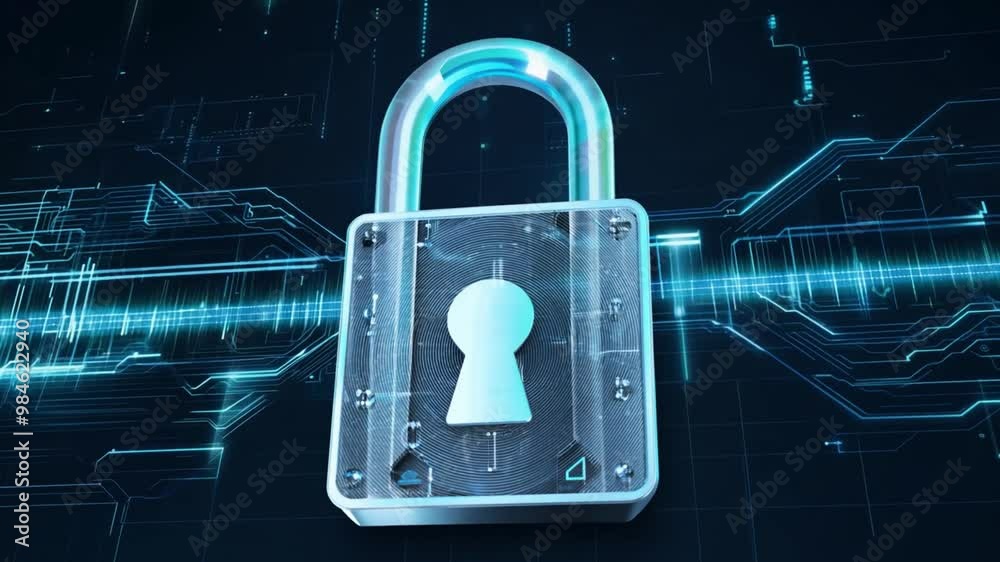 Aufkleber A digital padlock represents cybersecurity, emphasizing the importance of data protection and encryption in today's technology-driven world, showcasing secure connectivity.