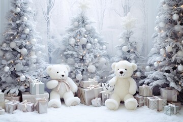 A Teddy Bear Christmas Winter Wonderland, Toys and Christmas Tree