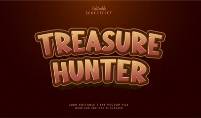 Treasure hunter editable text effect style 3d cartoon
