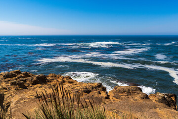 Waves Crashing at Devils Punchbowl, Oregon Coast, Summer, Oregon