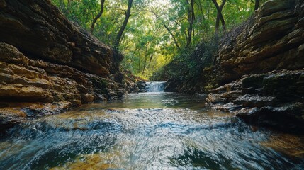 Tranquil River Scene with Lush Green Forest
