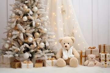 A Teddy Bear Christmas Winter Wonderland, Toys and Christmas Tree