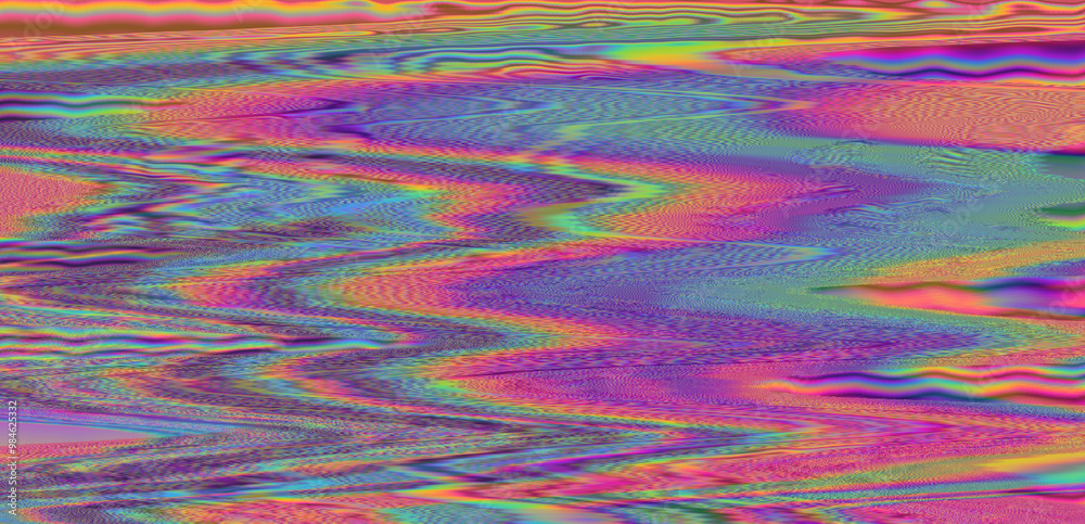 Poster Digital glitch or a distorted video signal with sharp angles and jagged lines.