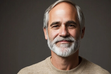 Obraz premium Stylish Middle-Aged Man in Modern Casual Attire, Radiating Confidence and Charisma, Ideal for Professional and Lifestyle Photography in a Studio Setting