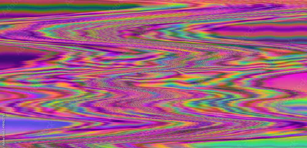 Poster Digital glitch or a distorted video signal with sharp angles and jagged lines.