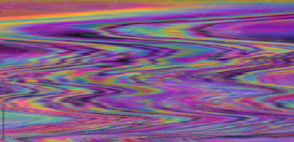 Poster Digital glitch or a distorted video signal with sharp angles and jagged lines.