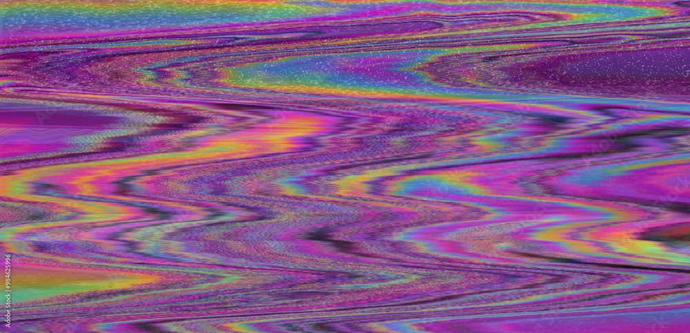 Aufkleber Digital glitch or a distorted video signal with sharp angles and jagged lines.