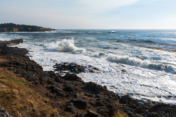 Waves Crashing on Rocks, Oregon Coast, USA