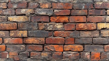 Obraz premium Weathered Brick Wall with Mortar and Irregular Patterns