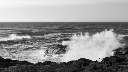 Waves Crashing on Rocks, Oregon Coast, USA
