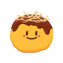 Takoyaki character. vector. Takoyaki on white background. Takoyaki isolated.