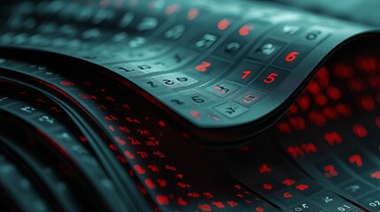 Abstract Image of a Calendar With Red Numbers