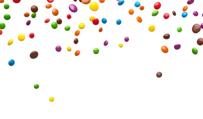 PNG Colorful candies falling on white