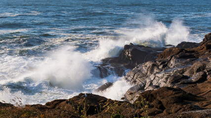 Waves Crashing on Rocks, Oregon Coast, USA