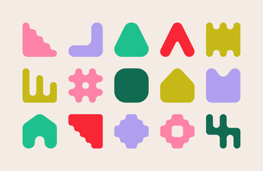 Set of colorful geometric rounded shapes