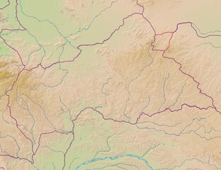 Fototapeta premium Blank physical topographic map of Central African Republic