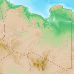 Fototapeta premium Blank physical topographic map of Libya