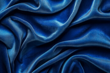 Obraz premium Luxurious Blue Satin Fabric Texture Elegantly Draped with Soft Folds