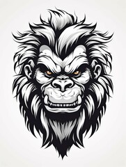 Obraz premium A Close-up Illustration of a Ferocious, Furry, and Powerful Ape Head