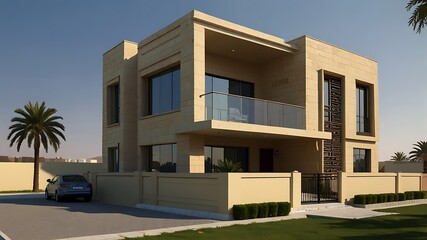 modern luxury two-story house residential design in kingdom of saudi arabia