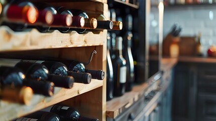 Modern Kitchen with Fully Wine Rack Ideal for Dinner Party Hosting
