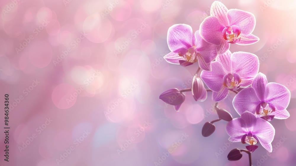 Sticker pink orchids with blurry background