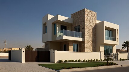 modern luxury two-story house residential design in kingdom of saudi arabia