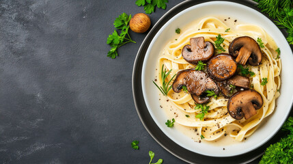 Gourmet Truffle Mushrooms Sliced On Pasta