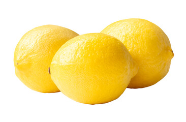 Side view of fresh yellow lemon fruits in stack isolated with clipping path in png file format