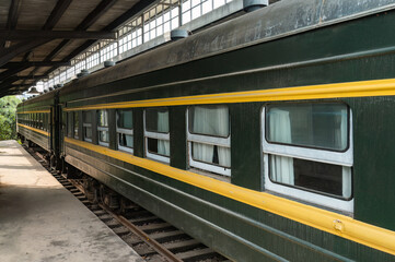 Naklejka premium Old vintage style Chinese railroad train coach.