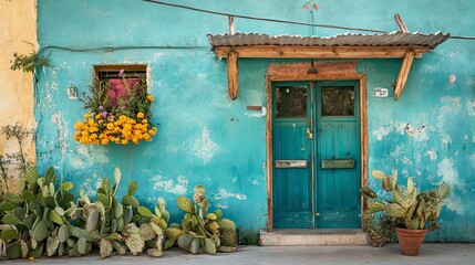 Colorful Mexican home, traditional, rustic achitecture