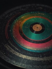 Vintage vinyl record with AI-generated design.