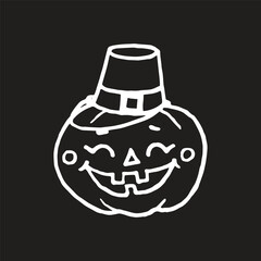 Jack-O-Lantern Pumpkin Head illustration for Halloween on black background