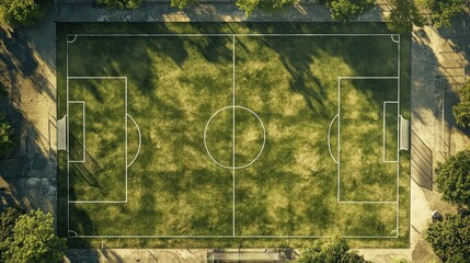 Fototapeta premium soccer field aerial view with lines