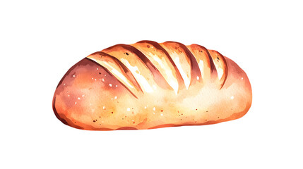 Watercolor Illustration of a Freshly Baked Loaf of Bread