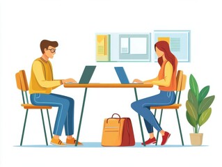 Education portal for unemployed, accessing career advancement resources, flat design illustration