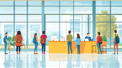 Job fair for unemployed, career guidance and education resources, flat design illustration