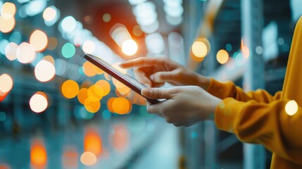 A close-up of hands using a barcode scanner to update inventory records on a digital tablet, highlighting modern warehouse operations.