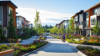 Vibrant Urban Oasis: Modern Apartments Surrounded by Lush Greenery