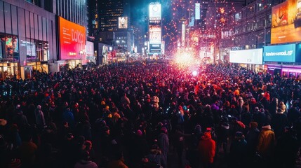 Vibrant New Year's Eve Celebration in Times Square, New York City