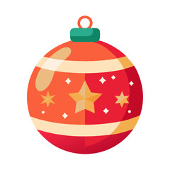 Red Christmas Ornament with Stars:  A festive and cheerful red Christmas ornament with gold stars, perfect for your holiday designs.  