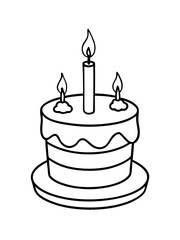 Birthday cake with candle line art vector illustration 
