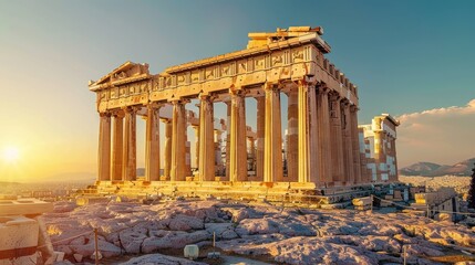 Naklejka premium The Majestic Parthenon at Sunset