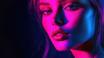 Fototapeta premium A close-up portrait of a woman with dramatic lighting and vibrant colors.