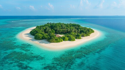 A Small, Lush Tropical Island Surrounded by Turquoise Water