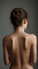 Woman's back with elegant bun hairstyle