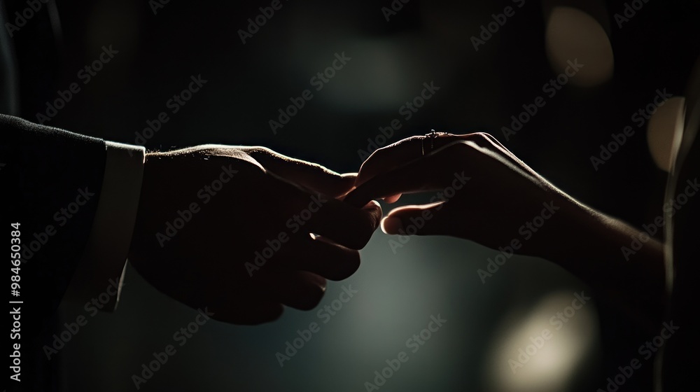 Poster A close-up of two hands gently touching, symbolizing connection and intimacy.