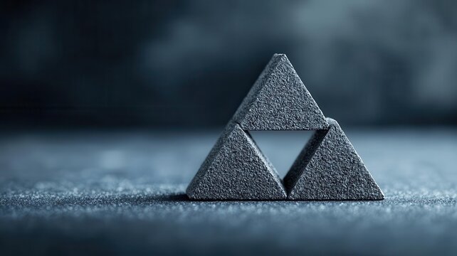 Real estate triangulation concept with three property points forming a triangle, used to estimate land value Real estate triangulation, Property mapping