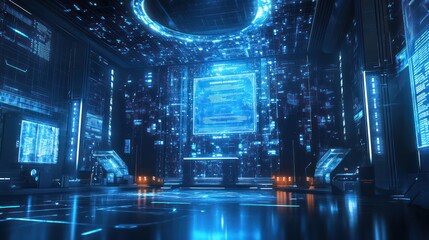 A futuristic graduation ceremony with holographic diplomas and advanced tech surroundings, set in a sci-fi world